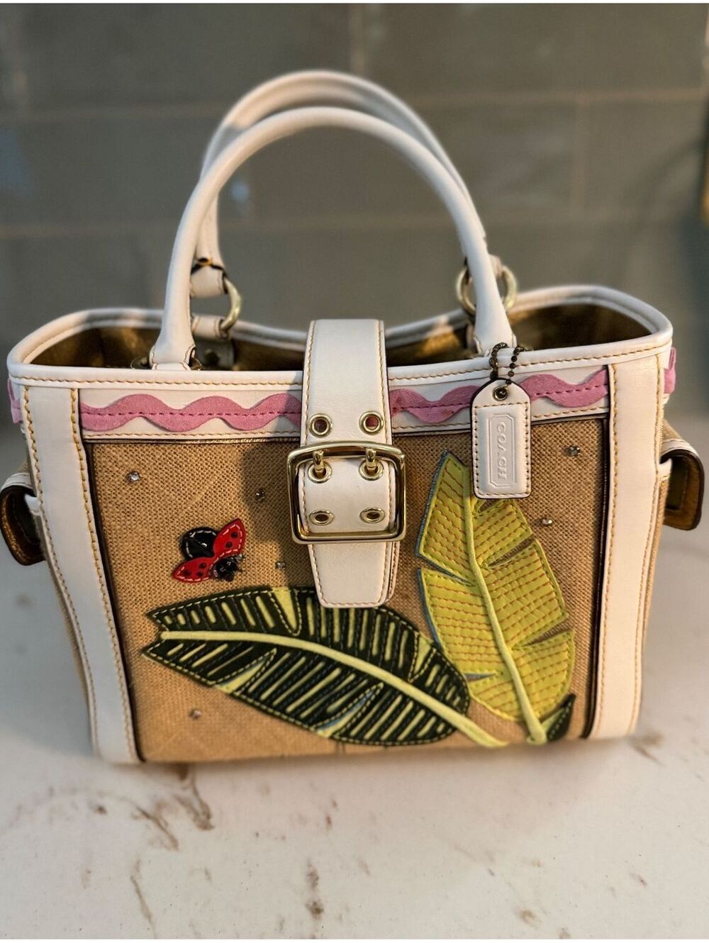 Coach Limited Edition Ladybug Hampton Buckle Tote Bag Vintage 2004